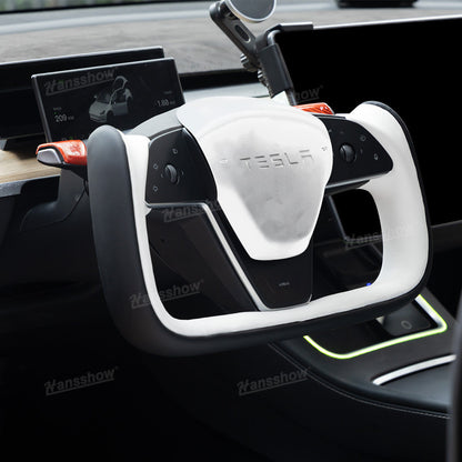Model Y Yoke Style Steering Wheel Black/White Style - precision handling