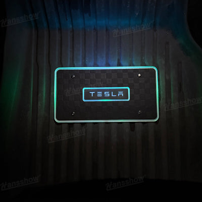 Model Y Juniper LED Floor Mat Lights with Tesla Logo - installation view
