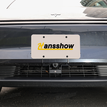 Model Y Juniper License Plate Frame showing anti-theft design