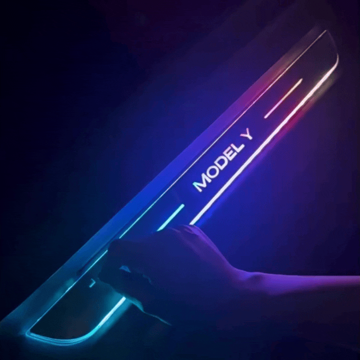 Model Y Juniper RGB Door Sill Plates side angle