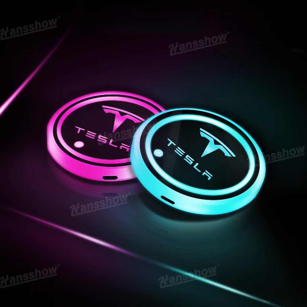 LED Cup Holder Lights Mats for Tesla Model 3 Highland - Installed