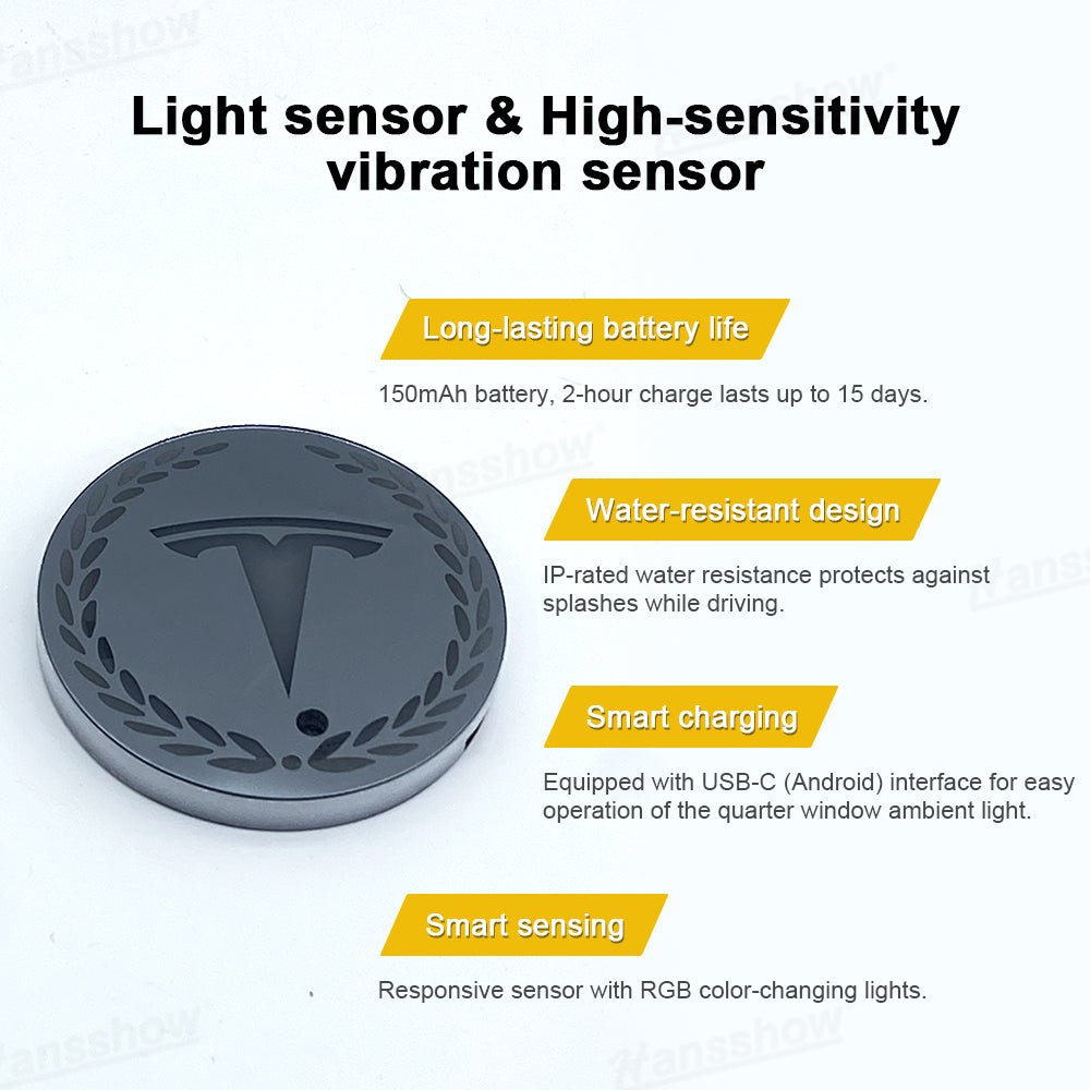 Triangle Window Acrylic Ambient Light for Tesla Model Y installed view