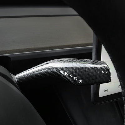 Model 3 & Y Carbon Fiber Turn Signal Stalk Covers for Tesla Model Y - installed view