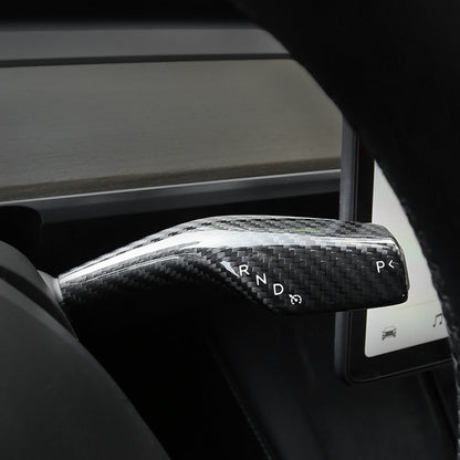 Model 3 & Y Carbon Fiber Turn Signal Stalk Covers for Tesla Model Y - installed view