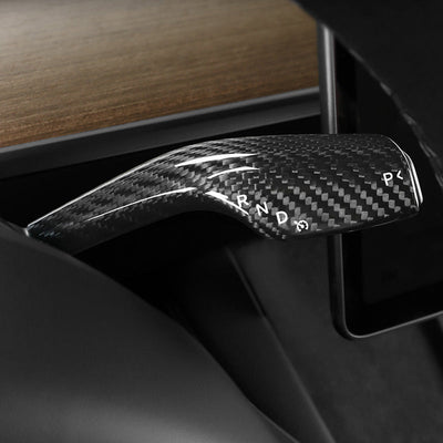 Model 3 & Y Carbon Fiber Turn Signal Stalk Covers for Tesla Model Y - side angle