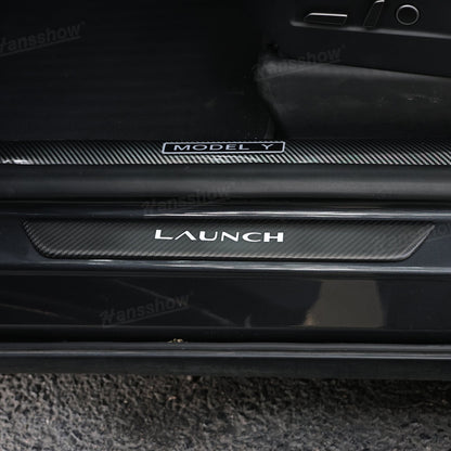Model Y Juniper Real Carbon Fiber Door Sills against light