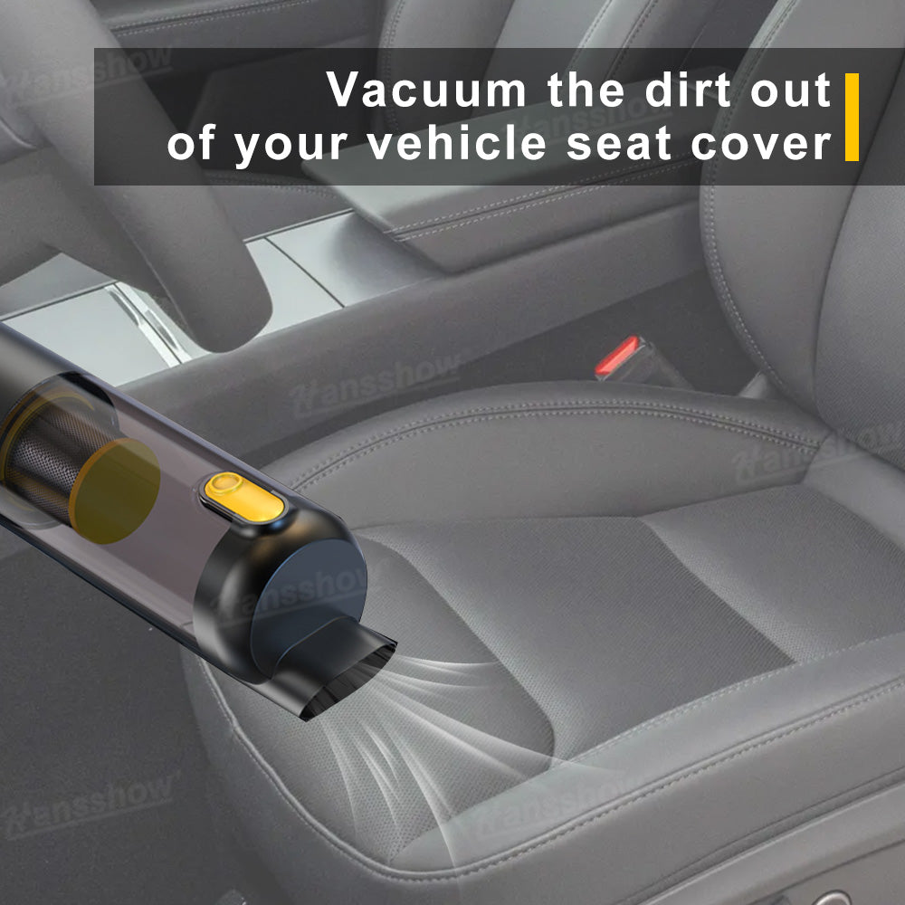 Vehicle Vacuum Cleaner with HEPA Filter Handheld Cordless Vacuum in use inside Tesla Model Y