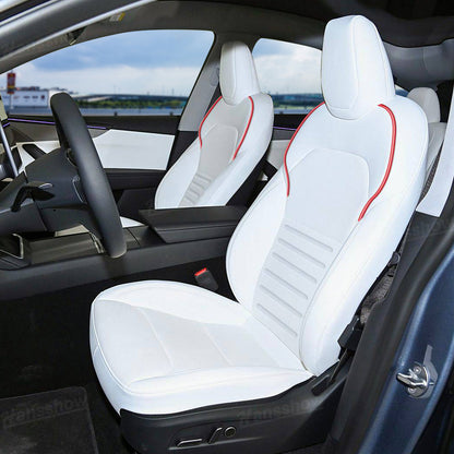 Juniper Seat Covers for Tesla Model Y in white leather