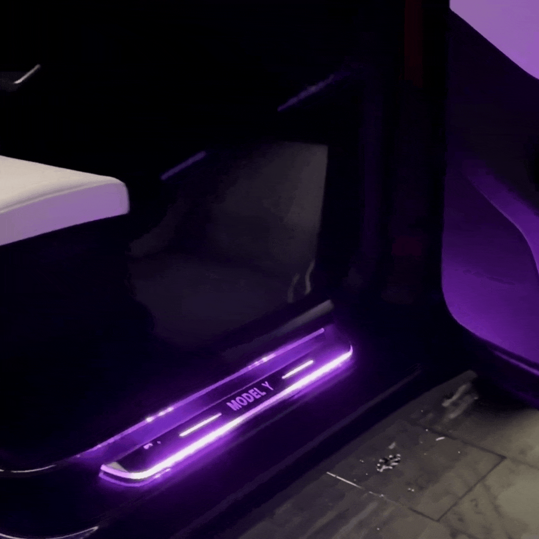 Model Y Juniper RGB Door Sill Plates in Tesla Model Y