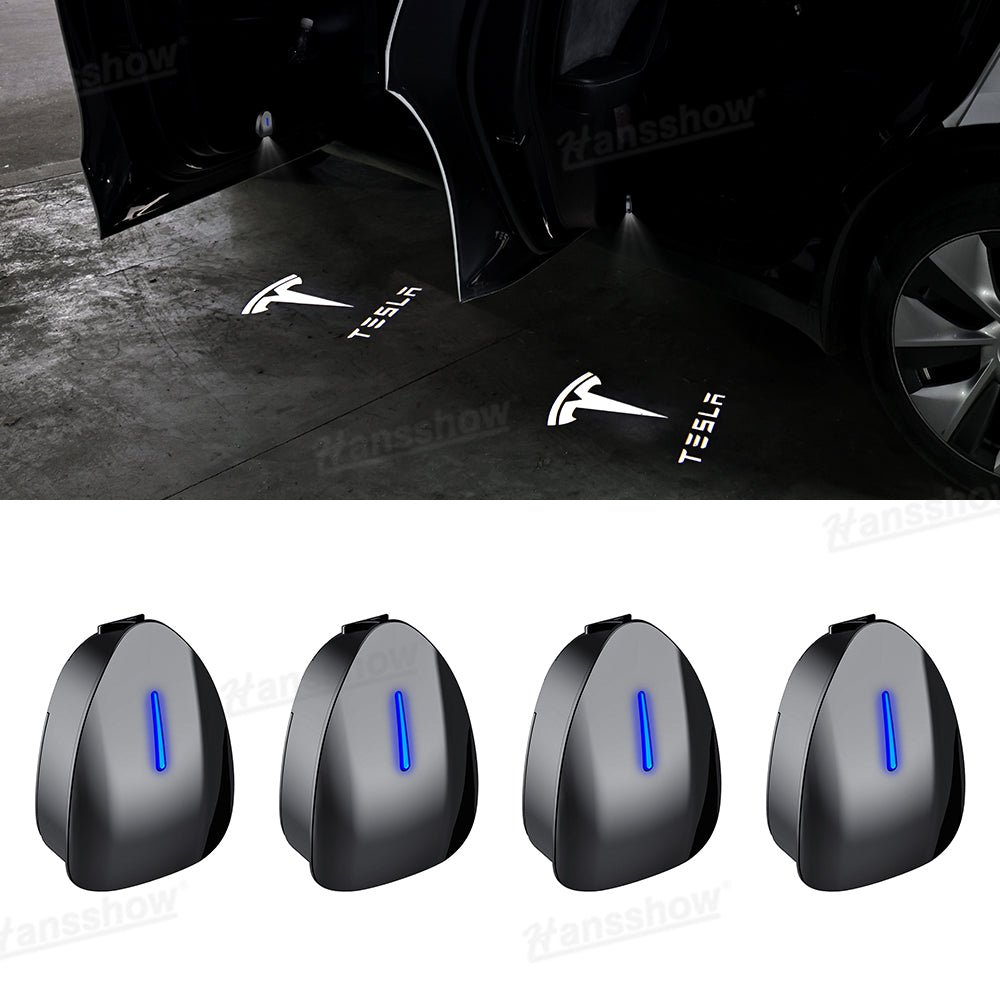 Welcome Door Projector Lights for Tesla Model Y - logo projection at night