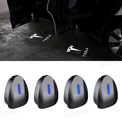 Welcome Door Projector Lights for Tesla Model Y - logo projection at night