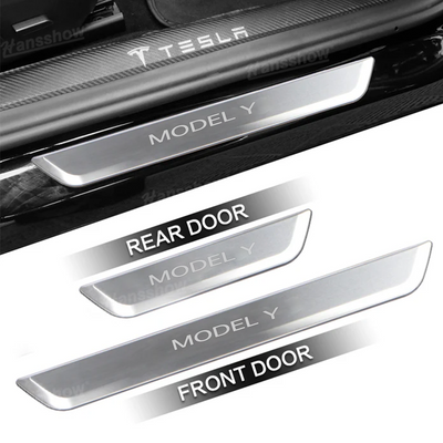 Model 3/Y LED illuminated Welcome Pedal Door Sill Protector for Tesla Model Y - from inside vehicle