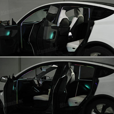 Door LED Strip Lights for Tesla Model Y/Y Juniper - Nighttime View