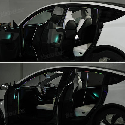 Door LED Strip Lights for Tesla Model Y/Y Juniper - Nighttime View