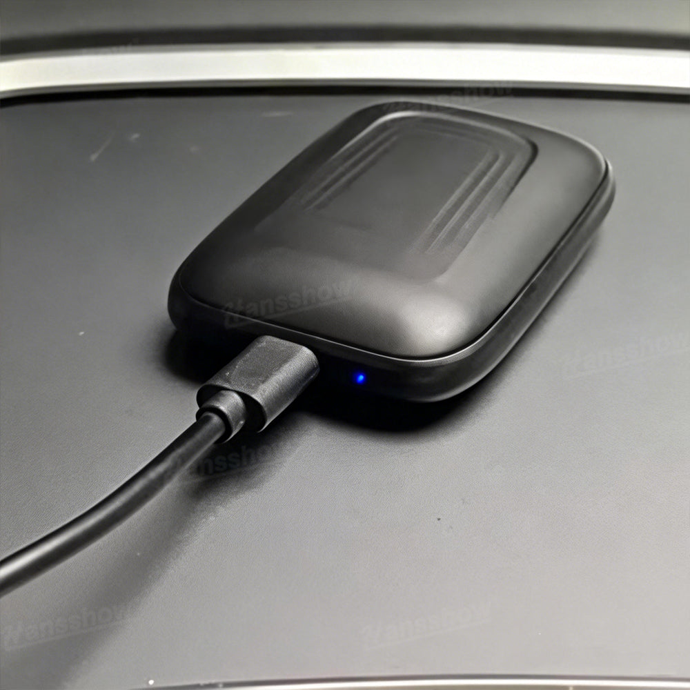 Wireless CarPlay Adapter AI Box for Tesla Model Y Juniper - in use with CarPlay