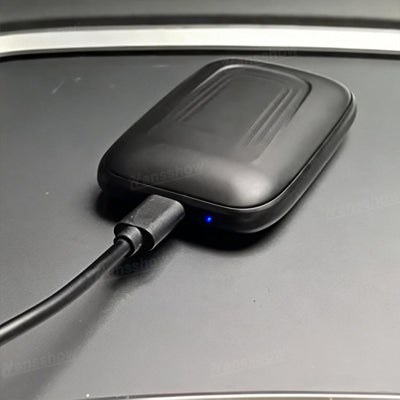 Wireless CarPlay Adapter AI Box for Tesla Model Y Juniper - in use with CarPlay