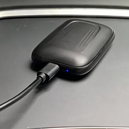 Wireless CarPlay Adapter AI Box for Tesla Model Y Juniper - in use with CarPlay