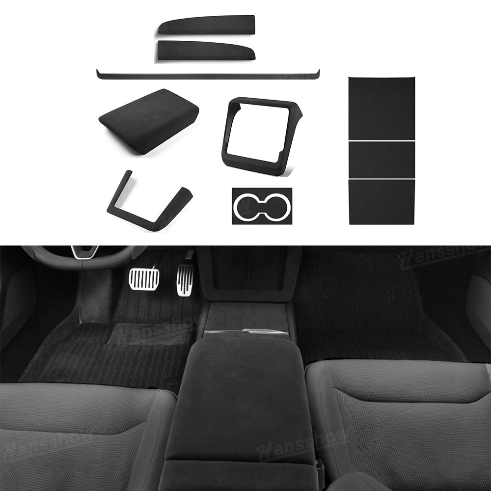 Model Y Juniper Interior Cover Trim Alcantara Upgrade Kit - front view