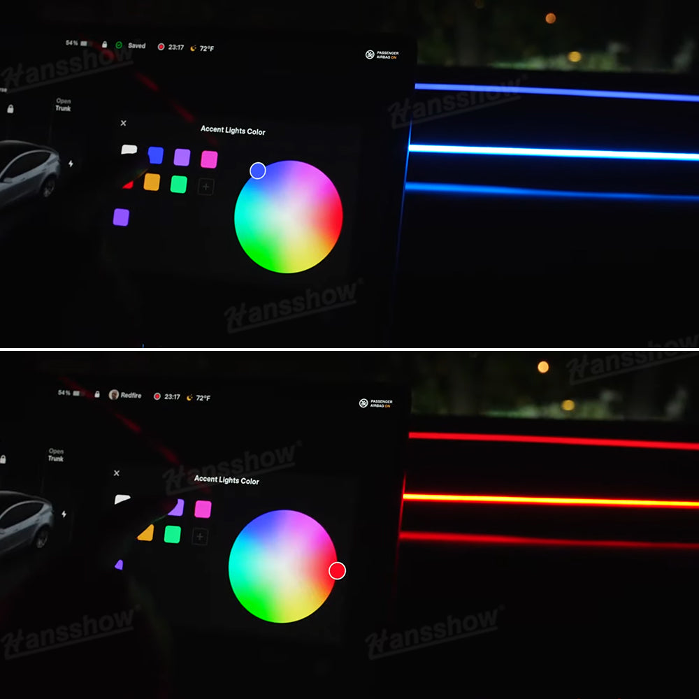 Streamer Ambient Light for Tesla Model Y & 3 with touchscreen control