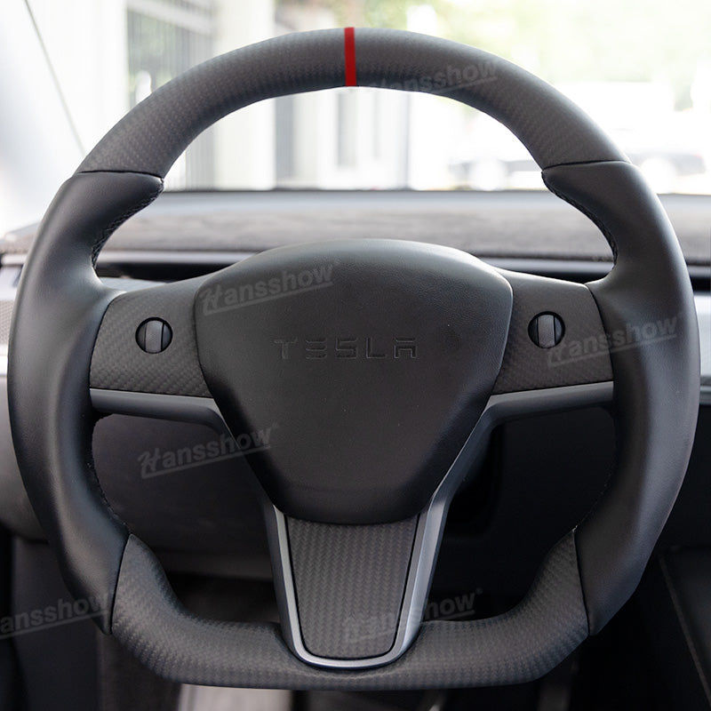 Tesla Model Y/3 Carbon Fiber Steering Wheel front view