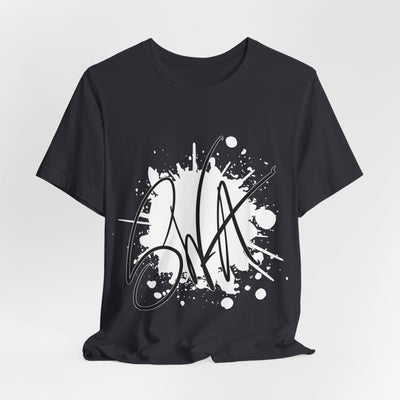 SWA Signature Splash Tee in cardinal color on rack
