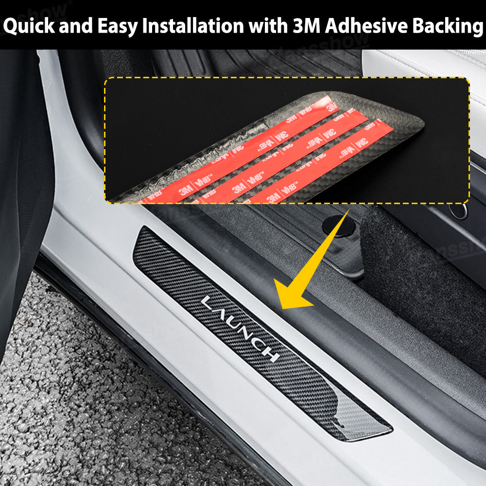 Model Y Juniper Real Carbon Fiber Door Sills side angle