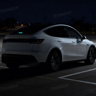 Model Y Juniper Ambient Lighting showing rainbow mode