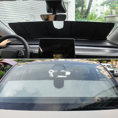 Electric Front Windshield Sunshade for Tesla Model Y Juniper - compatibility check
