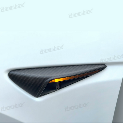 Model Y Juniper Real Carbon Fiber Kit side camera cover detail