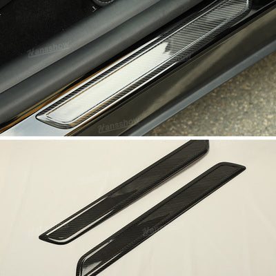Glossy finish option of Tesla Model Y/3 Carbon Fiber Door Sill Covers