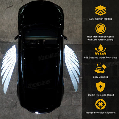 Side Mirror Projector Lights Angel Wing Welcome Lights for Tesla Model Y - Side angle view