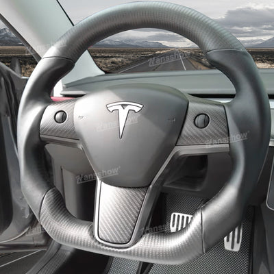 Tesla Model Y/3 Carbon Fiber Steering Wheel in motion