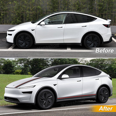 Model Y Juniper Carbon Fiber Vinyl Wrap side angle