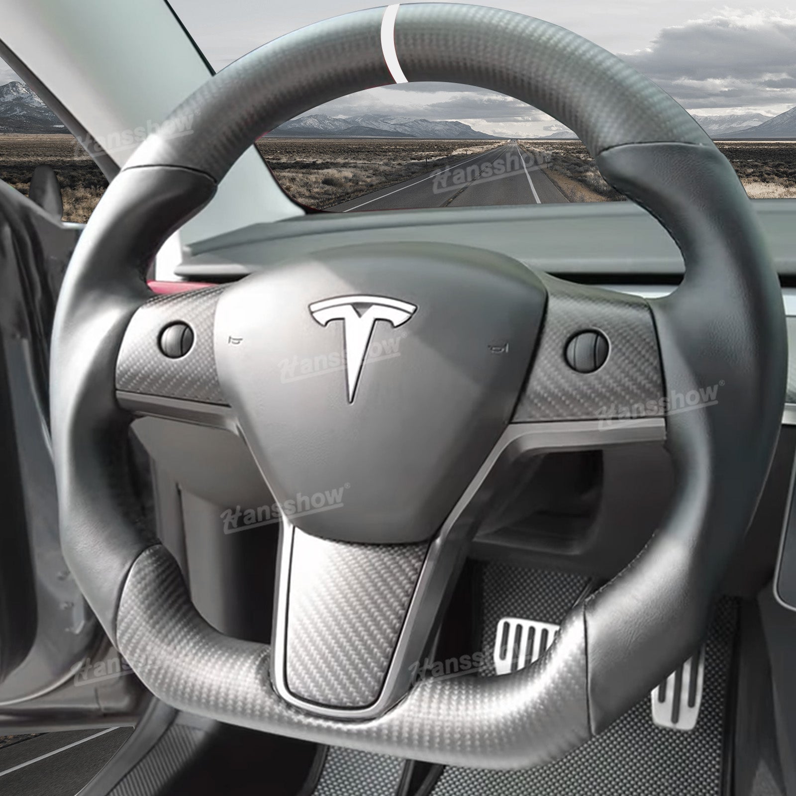 Tesla Model Y/3 Carbon Fiber Steering Wheel with steering column