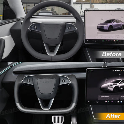 Model Y Juniper Yoke Steering Wheel installed in Tesla Model Y