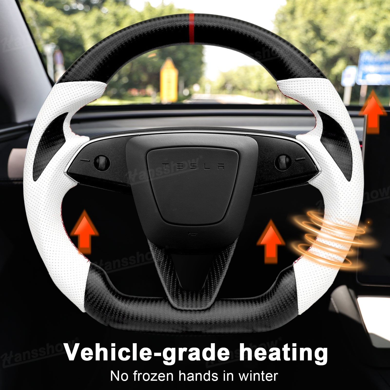 Model Y Juniper Steering Wheel Real Carbon Fiber Side Angle