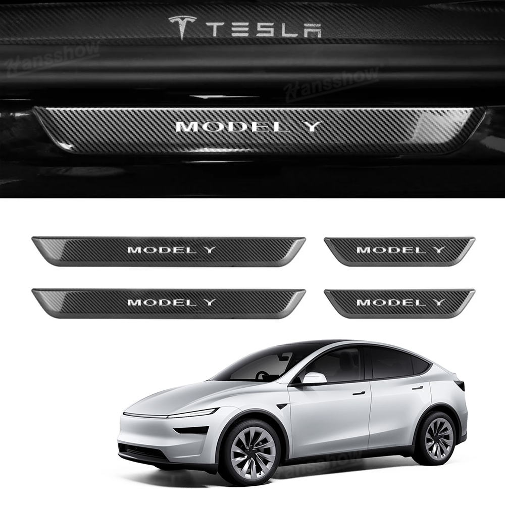 Model Y Juniper LED illuminated Welcome Pedal Door Sill Protector Hansshow - front view