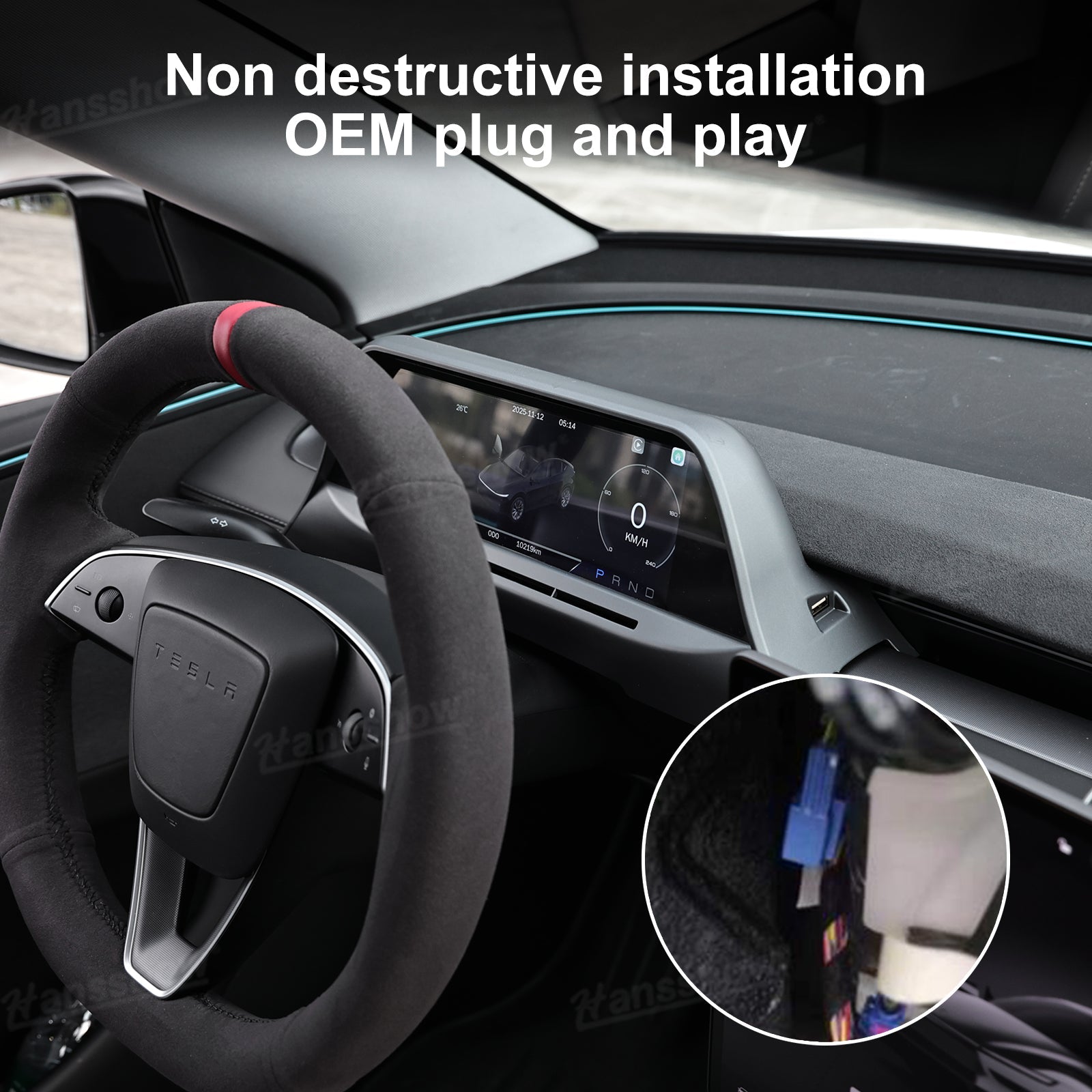 APEX 8.9-Inch CarPlay Screen with vibrant colors in Tesla Model Y