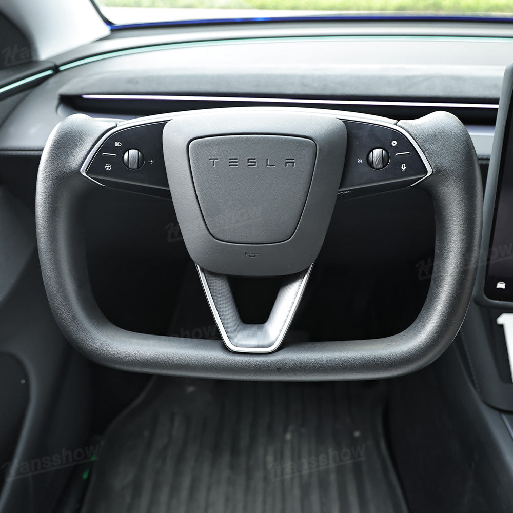 Model Y Juniper Yoke Steering Wheel Alcantara / Nappa Leather Driving Wheel - interior enhancement