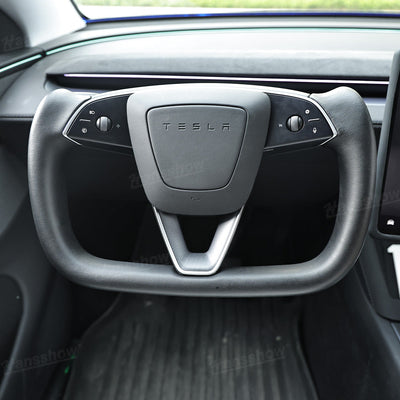 Model Y Juniper Yoke Steering Wheel Alcantara / Nappa Leather Driving Wheel - interior enhancement