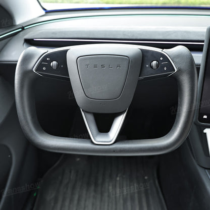 Model Y Juniper Yoke Steering Wheel Alcantara / Nappa Leather Driving Wheel - interior enhancement