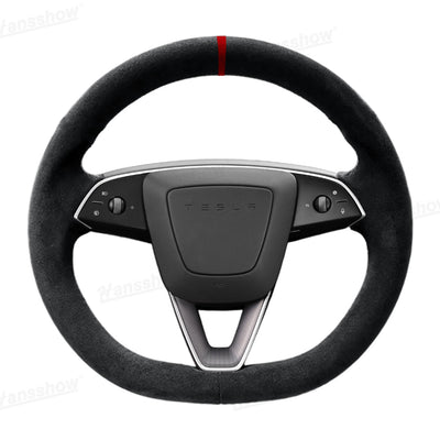 Model Y Juniper/3 Highland Premium Alcantara Steering Wheel Cover - color contrast