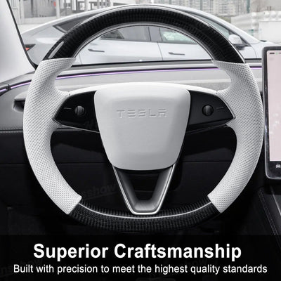 Model Y Juniper Steering Wheel Carbon Fiber Style side angle