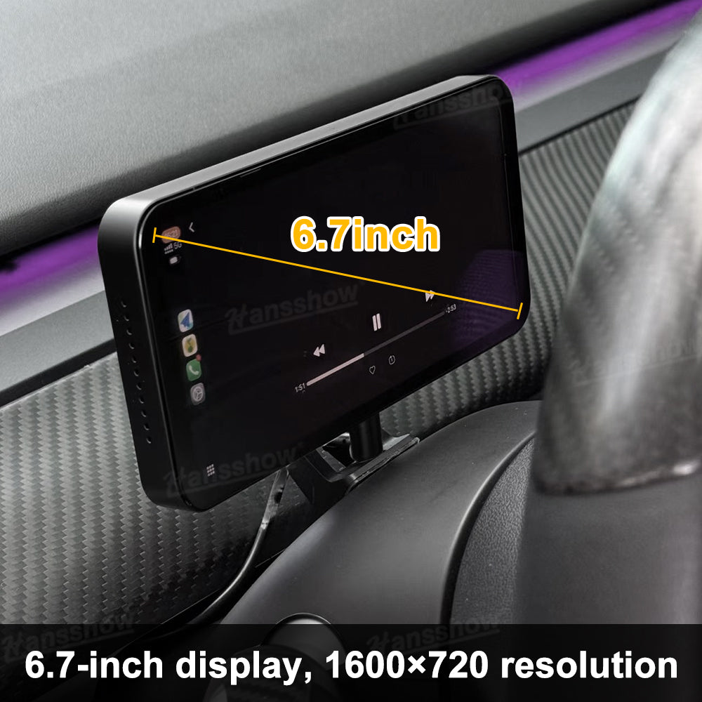 Close-up of 6.7 Inch display on CarPlay Smart Dashboard for Tesla Model Y