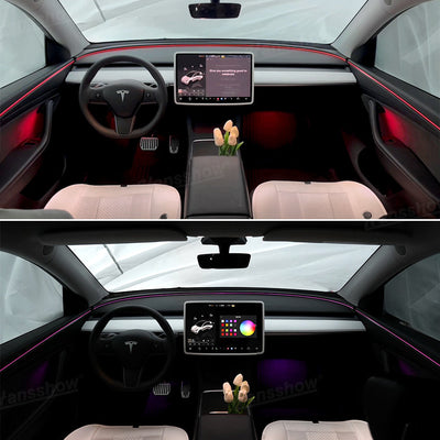 Model Y Ambient Lighting Kit in footwell area