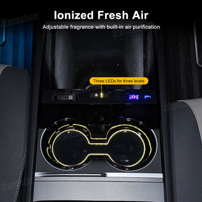 Model Y Juniper Center Console Cup Holder with Ambient Light - Multi-Function Features
