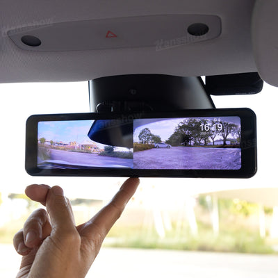 Model Y Juniper Rearview Mirror 10 Inch Dash Cam with driver view