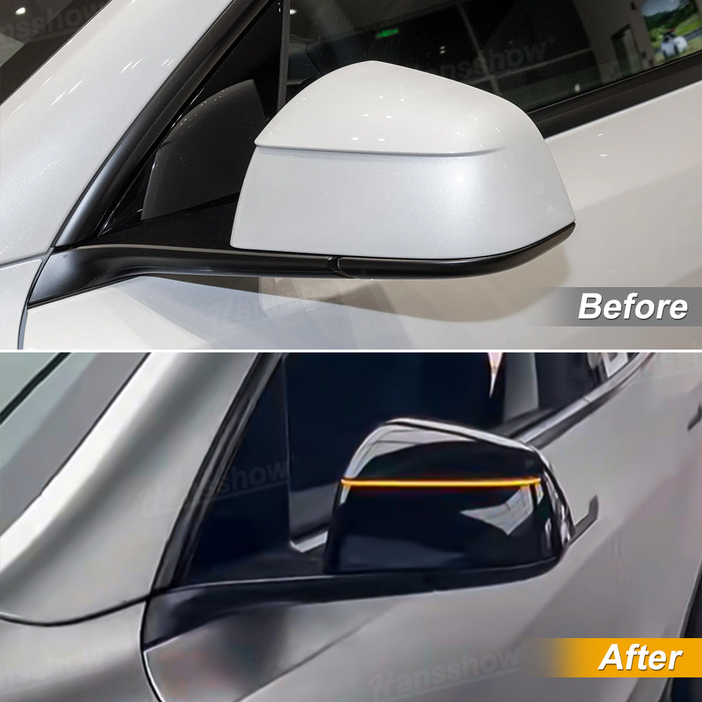 Model Y Juniper Side Mirror LED Turn Signal Lights installed