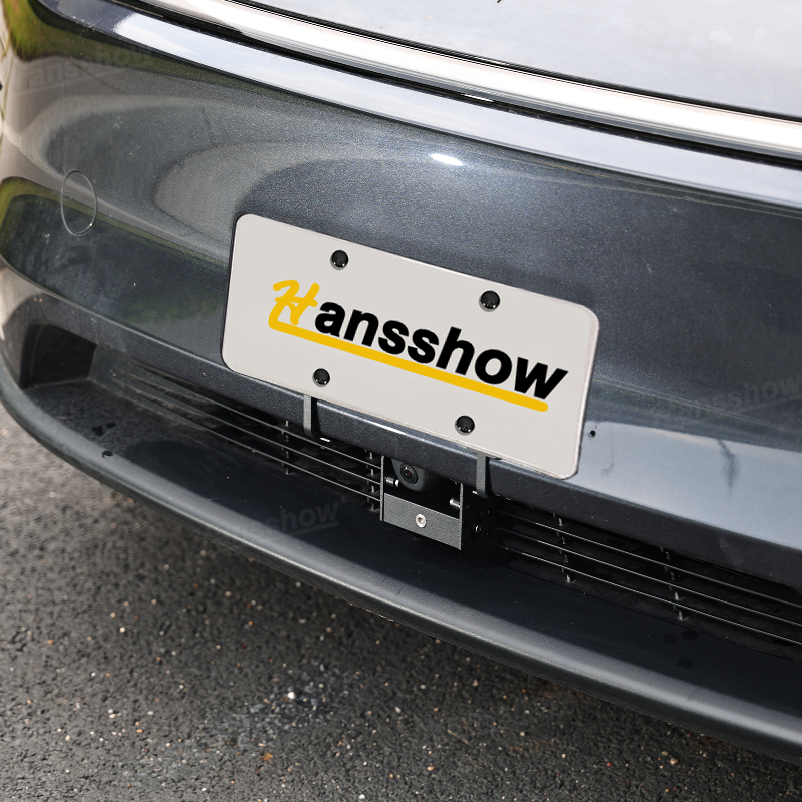 Model Y Juniper License Plate Frame installed on vehicle