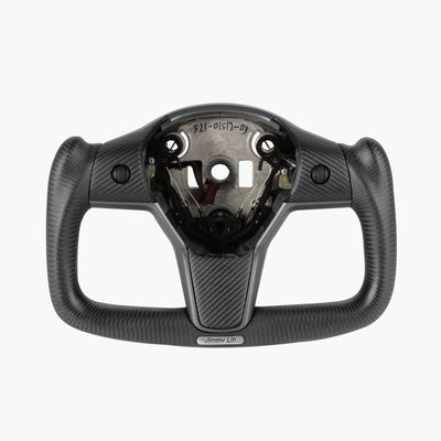 Model 3/Y Full Carbon Fiber Yoke Steering Wheel for Tesla Model Y - installed view